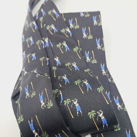 Tango Tropicalo | Golfer Printed Black 100% Silk Tie - Picture 3 of 9